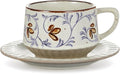 LemonRoad Vintage Tea Cup and Saucer Set, 10oz Porcelain Coffee Mugs with Saucer for Latte Mocha Cappuccino Ceramic Teacups for Housewarming Wedding Gifts Kitchen Table Decor