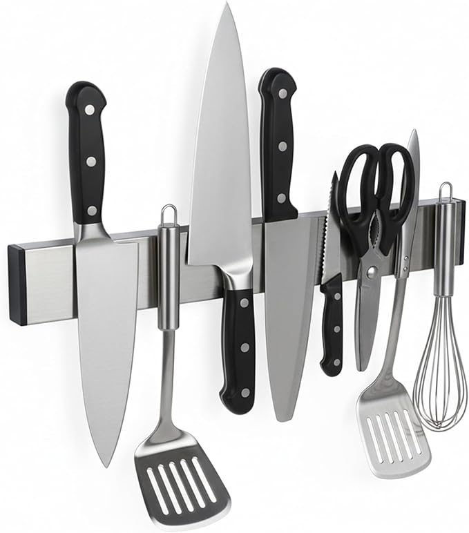 Magnetic Knife Strips, Magnetic Knife Holder for Wall 10.5 Inch, Stainless Steel Magnetic Strip Use as Knife Bar, Knife Holder for Kitchen Utensil Organizer