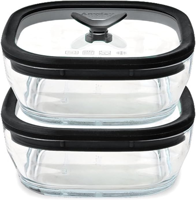 Anyday 2 Pack 2.5 Cup Microwavable Glass Lunch Containers With Glass Lids, Microwave Safe Lunch Bowls with Lids for Work, Food Storage, Bento Box Meal Prep Container
