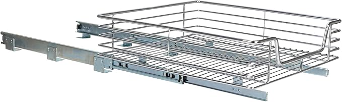 Home Decorators Collection Extra deep Sliding Organizer, 6" Hx20 Wx21 D, Chrome