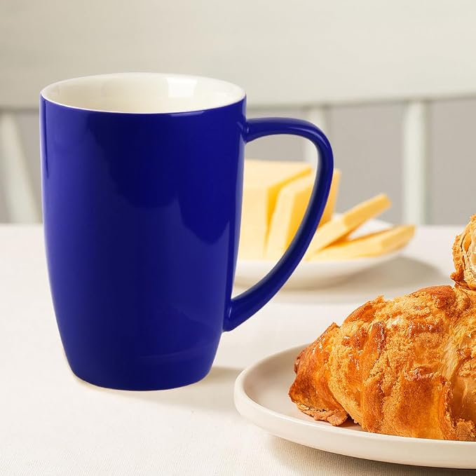 homEdge Porcelain Mug Set, 16 Ounces Cup for Tea, Latte, Mocha, Hot Chocolate, Set of 6, Navy