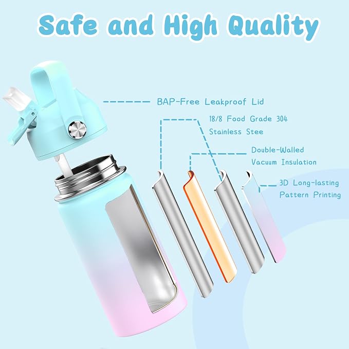 DIGOBAY Girls Backpack - Includes 14oz Insulated Water Bottle, Girls School Backpack Set with Lunch Bag & Pencil Case, Girl Teens for Elementary Preschool Middle School