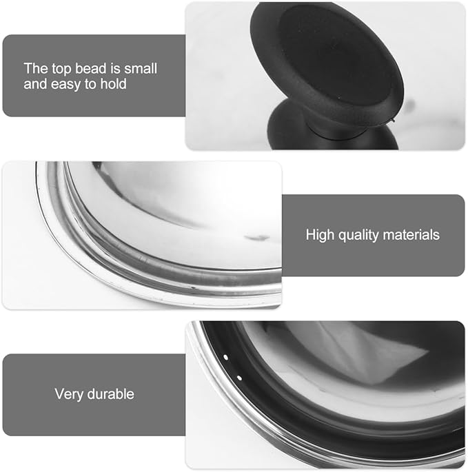 Ciieeo 15 Inch Stainless Steel Cooking Pot Lid Anti-Scald Heat Retention Cover with Knob Multipurpose Kitchen Tool for Oil Splash Protection and Steam Cooking