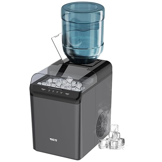 VECYS Cube Ice Maker, Premium Countertop Ice Machine 34LBS Daily Ice Making Capacity and Self-Clean Function with Ice Scoop and Basket, Black