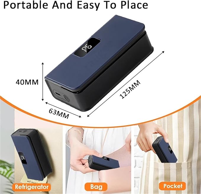 Vacuum Sealer， Mini Heat Sealer Plastic Bag Sealing Machine Rechargable Storage Package Handheld Clip Food,Vacuum Sealer for Food(Blue)