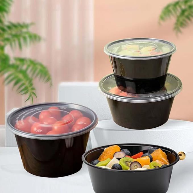 100pc 26oz round meal prep containers with lids,disposableto go food containers,Plastic take out food containers With Lid, Reusable food storage containers ，Microwave Freezer Dishwasher Safe
