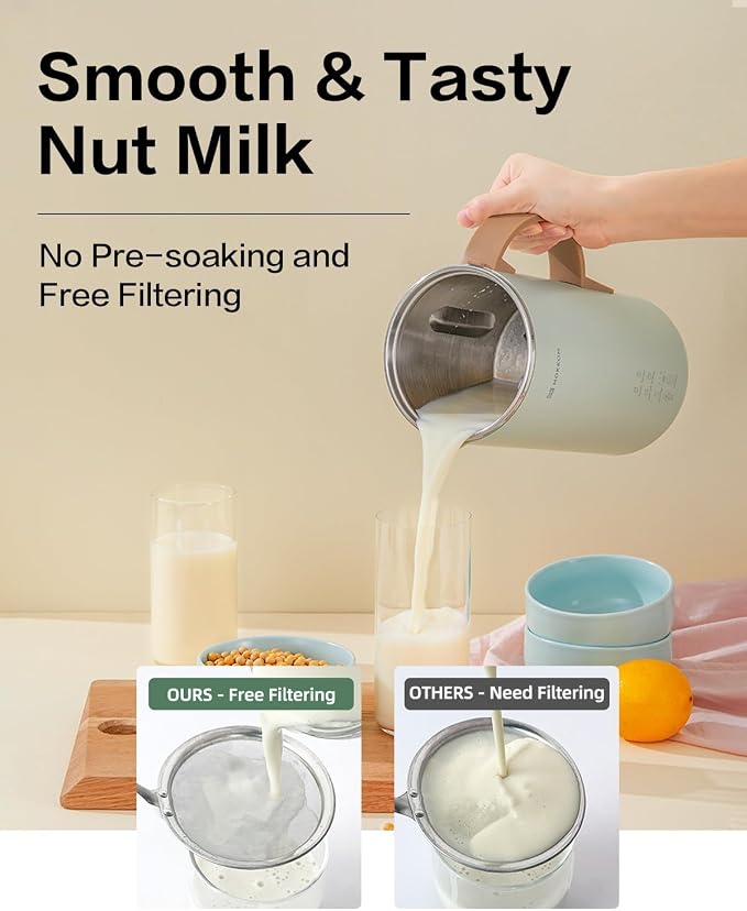 Automatic Nut Milk Maker, 20 oz Soy Milk Maker, Homemade Almond, Oat, Coconut, Soy, or Plant-Based Milk and Dairy Free Beverages, Almond Milk Maker with Delay Start/Boild Water/Self Clean - Green