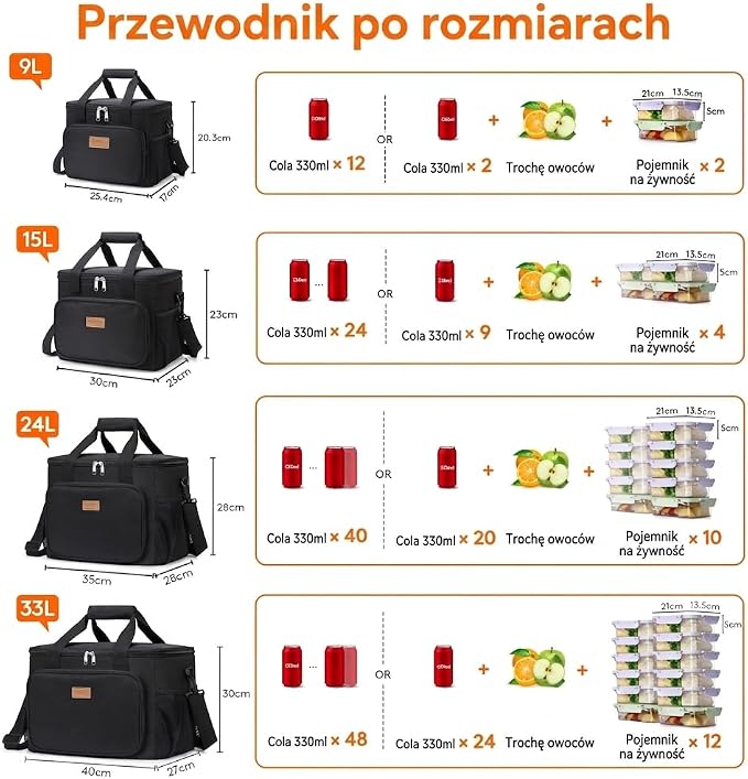Lifewit Medium Lunch Bag Insulated Lunch Box Soft Cooler Cooling Tote for Adult Men Women, Black 48-Can (33L)
