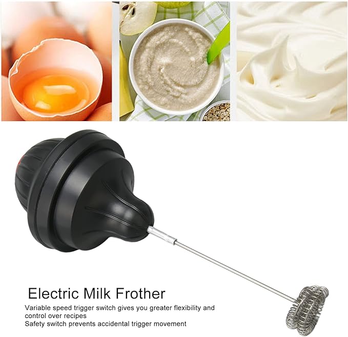 Handheld Milk Frother, Battery Powered Electric Handheld Milk Foam Maker with Heatproof Glass for Egg Cream Coffee