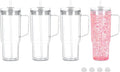 40 Oz Acrylic Snowglobe Tumbler with Handle, 4 Pack Pre-Drilled Double Wall Acrylic Clear Cup Tumbler for Glitter Snow Globe Diy