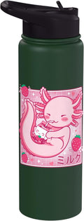 Kawaii Axolotl Strawberry Milk Shake Carton Japanese Anime Stainless Steel Insulated Water Bottle