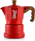 Bincoo Three-valve Espresso Maker Stovetop,2 Cups Camping Moka Pot Espresso Italian Coffee Maker,Rich Crema,Easy to Use (Red)