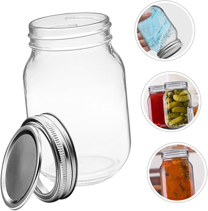 Veemoon 6pcs Jars Airtight Lids Wide Mouth Storage Containers for Fruit Jelly Meal Prep and Preserving Canning Jars for Kitchen Use