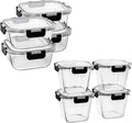 4 Pack 27oz Glass Food Storage Containers with Lids and 4 Pack 32OZ Glass Meal Prep Containers Microwave, Oven, Freezer and Dishwasher, BPA Free