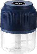 Electric Garlic Chopper, Rechargeable Cordless, Mini Portable Veggie Chopper with 2 Blades And Usb, Electric Garlic Masher for Mashing Onion Garlic Chili Ginger Fruits(Blue)