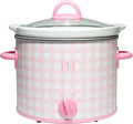 Paris Hilton 3.5-Quart Manual Slow Cooker, Features Three Settings (Low, High, Warm), Naturally Nonstick and Dishwasher Safe Stoneware Insert, Family Sized Capacity, Gingham Pink