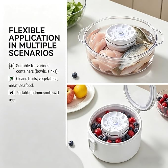 Electrolytic Fruit and Vegetable Purifier - 2026 Upgraded Hydroxyl Ion Food Cleaning Device - Portable Water Purifier for Produce, Grains, Utensils - IPX7 Waterproof Kitchen Gadget (A)