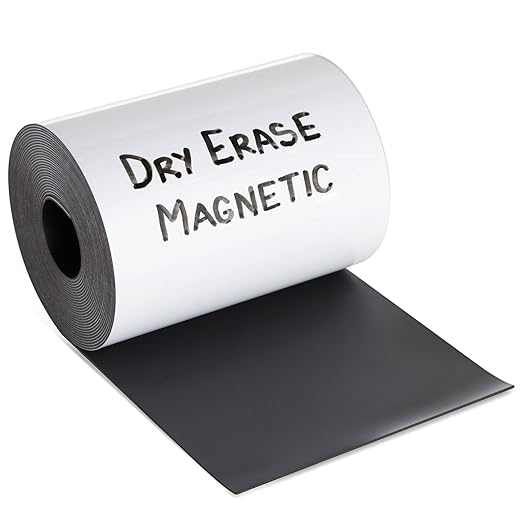 Bright Creations Roll of Magnetic Strip Dry Erase Tape - 4 in x 15 ft, White, 1 Roll - Magnetic Tape for Classroom & Office Organization - Reusable Writable Strip for Calendars & Schedules
