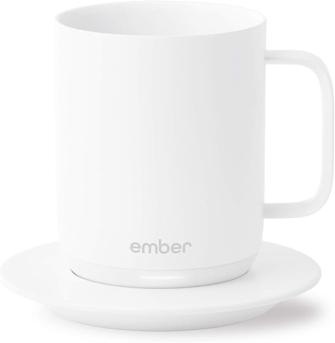 Ember Temperature-Control Smart Mug, 10 Ounce, 1-hr Battery Life, White - App-Controlled Heated Coffee Mug
