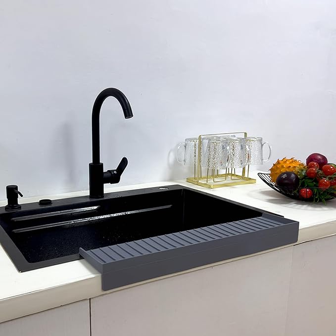 Silicone Sink Edge Protectors For Kitchen Sink Splash Guard, Kitchen Sink Splash Guard, Silicon Sink Protector For Granite,Quartz - Gray