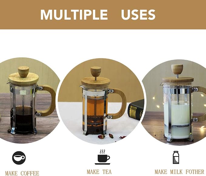 Sivaphe Moka Pot Stainless Steel 2 Cup and 12 oz French Press Coffee/Tea Maker