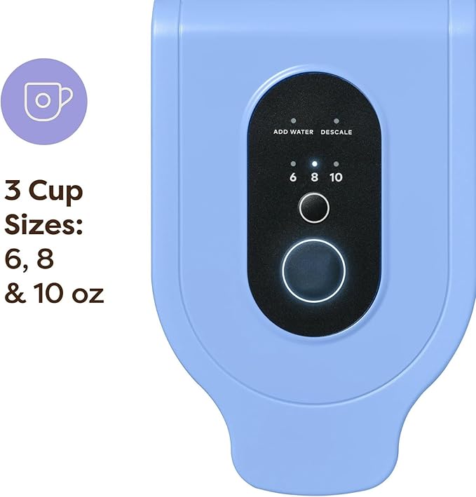 K-Express Essentials Single-Serve KCup Pod Coffee Maker 3 Cup Sizes Fast Fresh Brew 30oz Removable Water Reservoir Travel Mug Friendly Maintenance Alert Space-Saving (Blue)