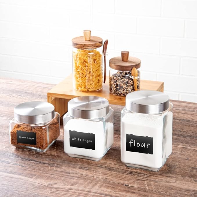 Restaurantware-Vetri Glass Storage Jar Set, 3-Piece Dishwashable Glass Cookie Jars - Airtight Seal, Hot & Cold Friendly, Clear Candy Jars, For Kitchen, Laundry, Or Storage