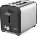 bella 2 Slice Toaster, Quick & Even Results Every Time, Wide Slots Fit Any Size Bread Like Bagels or Texas Toast, Drop-Down Crumb Tray for Easy Clean Up, Stainless Steel and Black