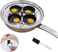 4 Cups Egg Poacher Pan - Stainless Steel Poached Egg Cooker – Induction Cooktop Egg Poachers Cookware Set with 4 Nonstick Large PFOA FREE Egg Poacher Cups and Silicone Spatula