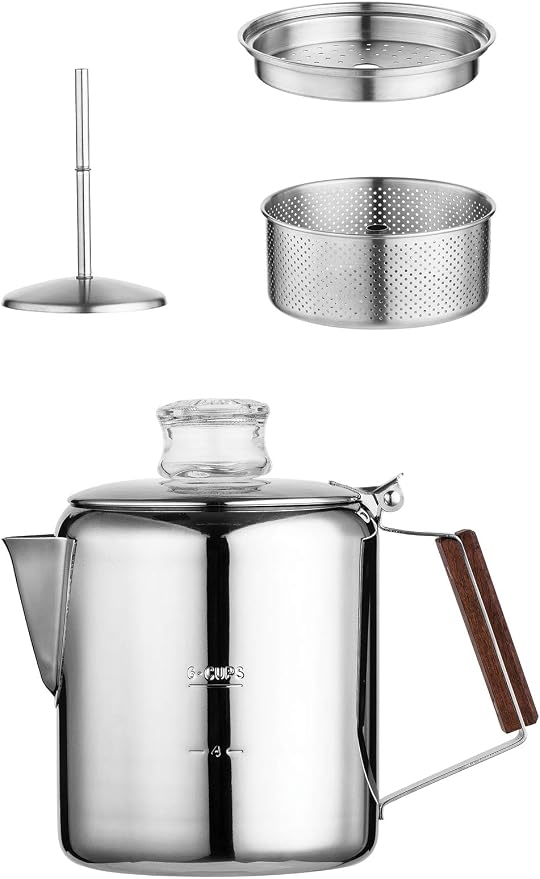 Tops 55705 Rapid Brew Stovetop Coffee Percolator, Stainless Steel, 2-12, 12-Cup, No Color