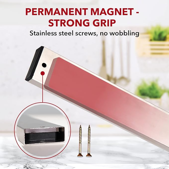 HONJO-MLLER Magnetic Knife Holder for Wall - 12 Inch Steel Knife Magnetic Strip | Modern Black Wall-Mounted Knife Holder