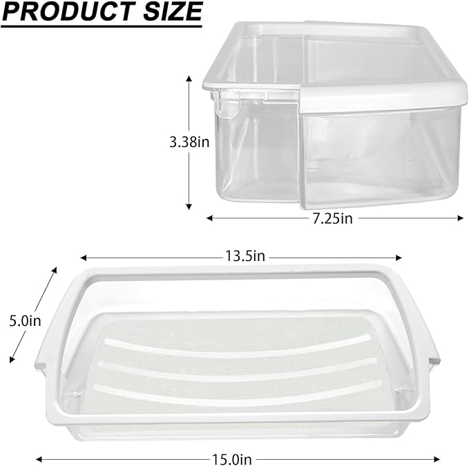 2 Packs Refrigerator Door Shelf Bin Compatible with Whirlpool WRS322FDAB05 WRS322FDAM00 WRS322FDAM03 WRS322FDAM04 WRS322FNAM00 WRS322FNAM01 WRS322FNAW00 WRS325FDAB06 WRS325FDAM04 WRS325FDAT04