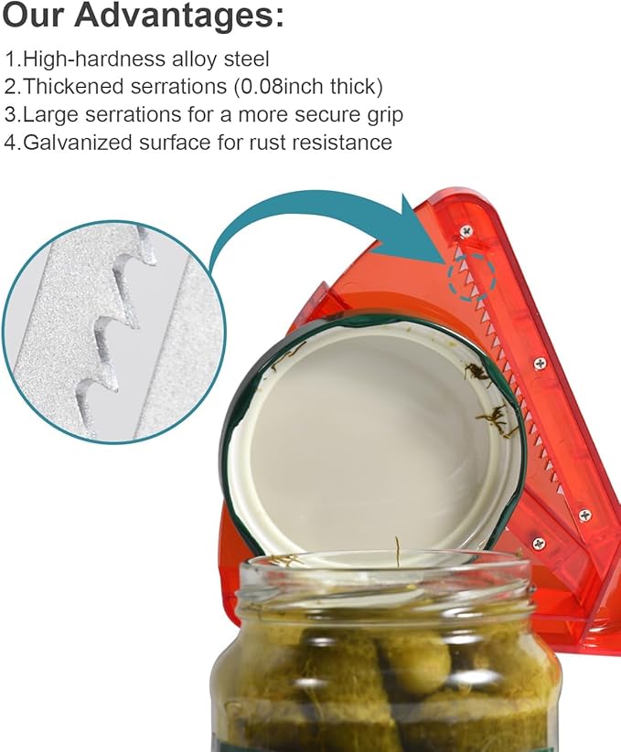 Jar Opener for Weak Hands, Dual-Layer Multifunctional Jar Opener Gripper, Bottle Openers for Seniors, Kitchen Gadgets, Non-Slip Jar Openers for Seniors, Arthritis, Lid Opener, Mothers Day Gifts (Red)