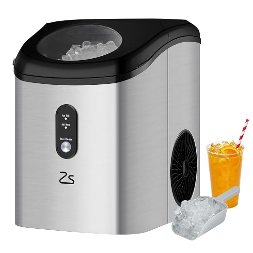 Litake Nugget Ice Maker, Rapid Ice Making in 6-8min, 33lbs/24H, 1.1lb ice Basket Capacity,45db Noise Level, Auto-Cleaning,Food-Grade Internal Plastic,Water Shortage and Water Full Reminder
