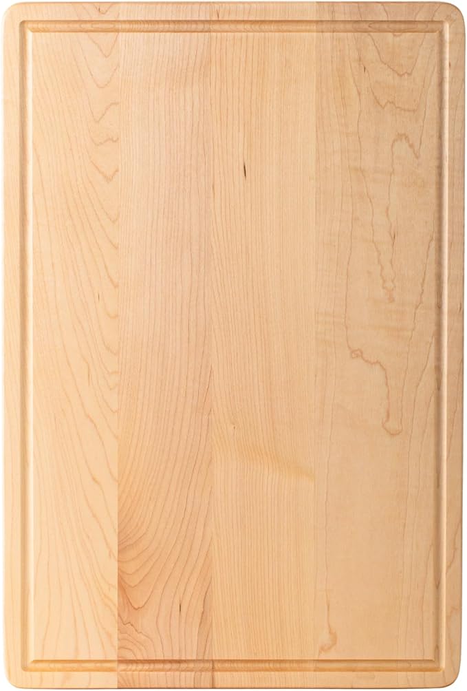 Vandroop Premium Hard Maple Cutting Board for Kitchen - 18"x12"x1.06" Reversible Wood Chopping Board with Juice Groove, Edge Grain Butcher Block