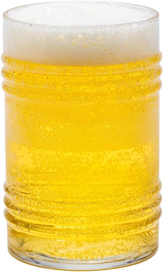 Restaurantware 16 Ounce Beer Glasses Set Of 12 Tin Can Shaped Pint Glasses - Fine-Blown Tempered Wide Rim Dishwasher-Safe Clear Glass Novelty Drinking Glasses For Beers Ales or Cocktails