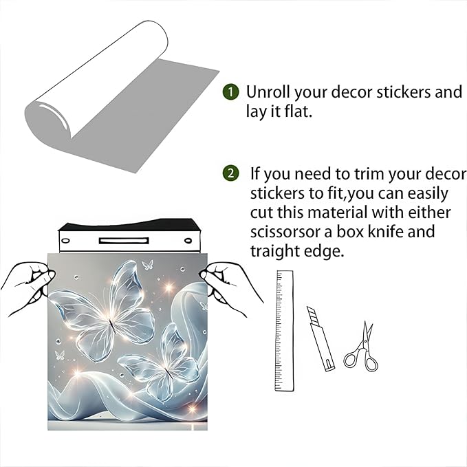 BlissYard Butterfly Dishwasher Magnet Cover 23x26 Inch Floating Crystal Butterfly Design Magnetic Dishwasher Cover Butterfly Kitchen Decor Refrigerator Magnet Sticker Appliance Cover Protector