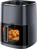 Airfryer 12-in-1,Large Air Fryer 6QT, Square Airfryers Non Toxic, Cooking, Fries, Custard, Chicken Wings, Sea Food, Vegetabels, Nonstick & Easy-Clean Basket, Grey