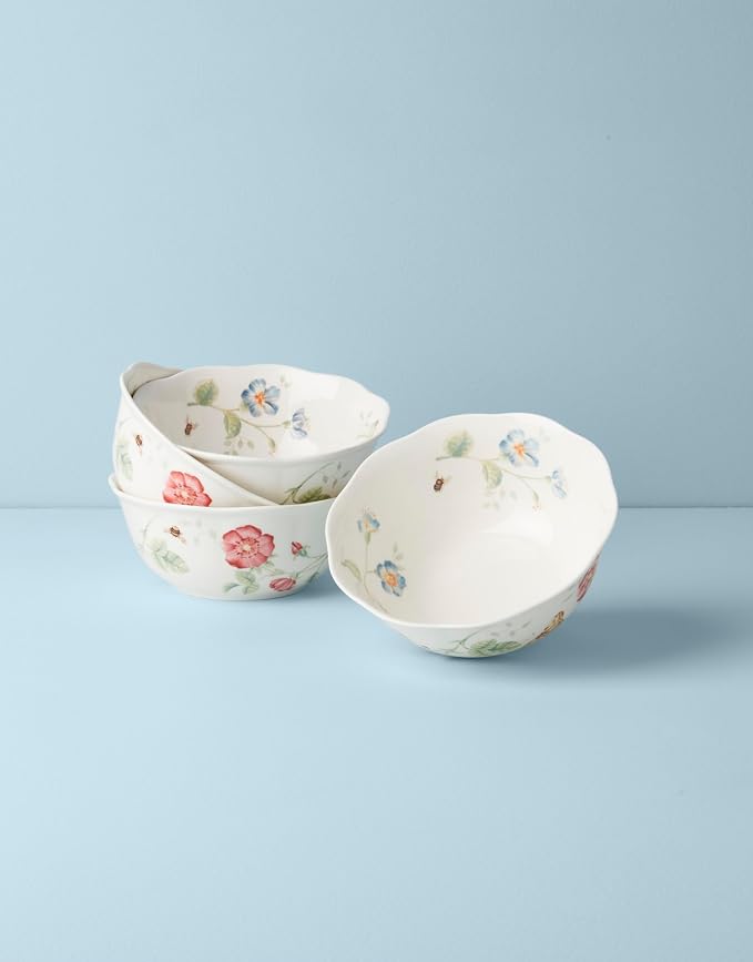 Lenox Butterfly Meadow Dinnerware Collection, Porcelain Dinnerware & Serveware, Large All-Purpose Bowl Set, 4-Piece
