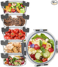 6 Pack Glass Food Storage Containers with Lids, Ideal for Meal Prep, Leftovers, Freezer to Microwave Safe (Grey, 21oz)