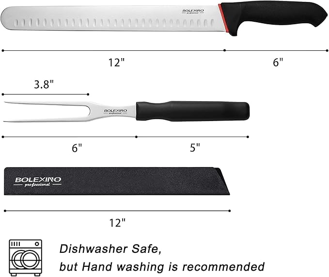 12" Carving Knife Set for Slicing, Sharp Premium Ham Slicer Knife, Great for Cut Roasts, Meats, Fruits and Vegetables