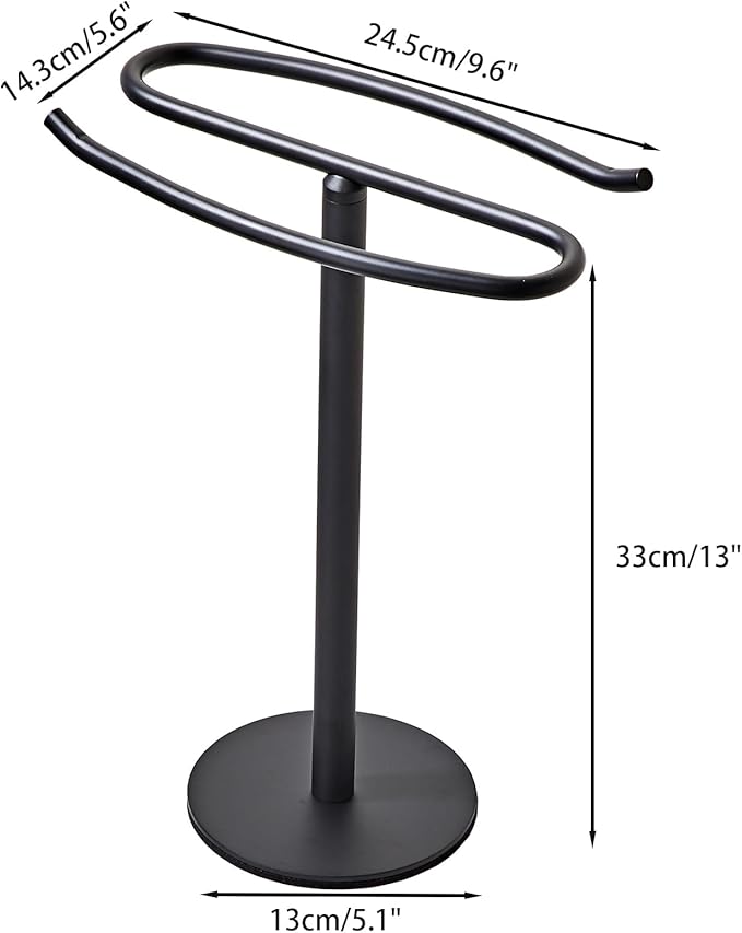 Matte Black Hand Towel Holder Stand,13 Inch Free-Standing Towel Rack, SUS304 Stainless Steel Towel Bar Rack Stand, Tower Bar for Bathroom Kitchen Vanity Countertop…