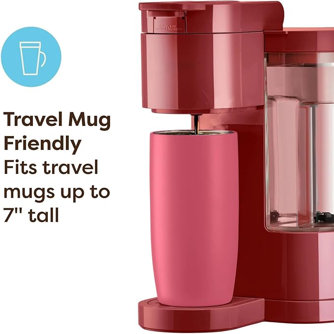K-Express Essentials Single-Serve KCup Pod Coffee Maker 3 Cup Sizes Fast Fresh Brew 30oz Removable Water Reservoir Travel Mug Friendly Maintenance Alert Space-Saving (Red)