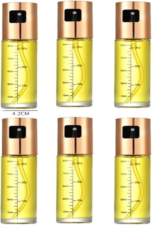 Glass Oil Sprayer Cooking Spray Mister Fit For Salad BBQ Kitchen Baking Empty Vinegar Bottle(Rose Gold-6PCS)
