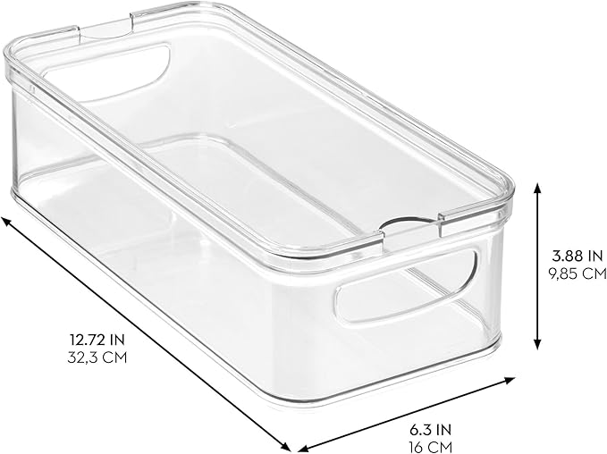 iDesign Stackable Fridge Organizer Bins with Lids for Fresh Produce - Set of 6 - Clear
