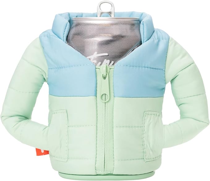 Puffin - The Puffy Jacket - Insulated 12 oz Can Cooler I Beer Bottle & Soda Can Insulator, Keep Drinks and Beverages Cold - Seafoam & Crater Blue