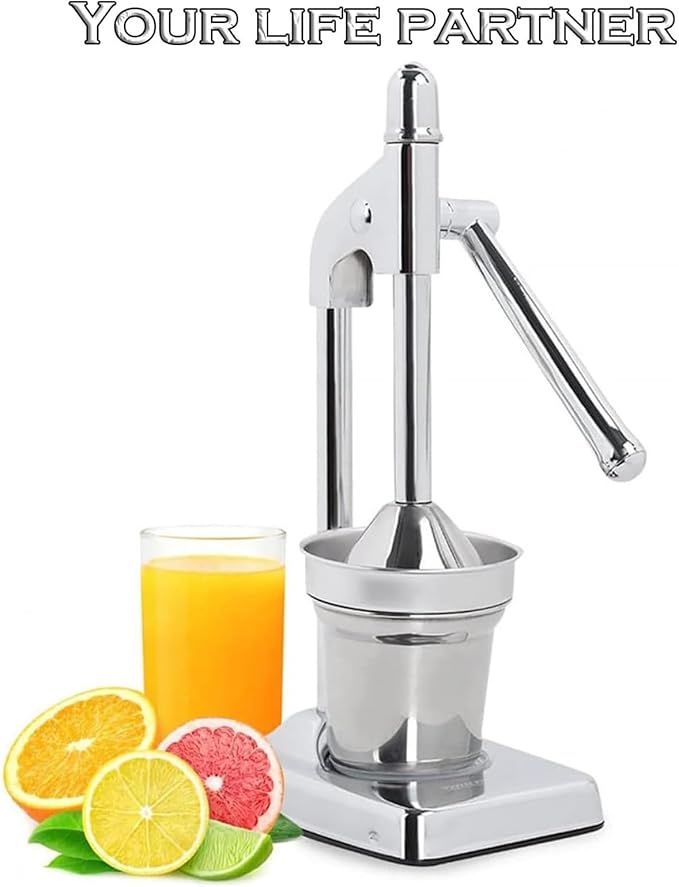 Cast Iron Juicer Hand Press, Effective Stainless Steel Manual Juicer, with Non-Skid Cup Base Effort Saving Lever for Fresh Lemonade OrangeJuice for Home and Kitchen