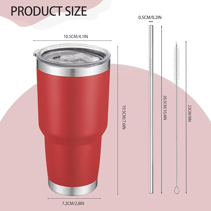 YOUKE OLA 12 Pack Insulated Tumbler - 30oz Stainless Steel Double Wall Vacuum Travel Coffee Tumbler Cup with Lid and Straw for Cold & Hot Drinks (Mixed Colors)