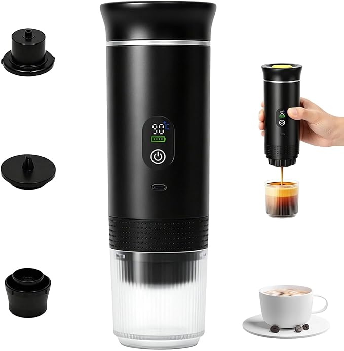 Portable Coffee Maker, 3-in-1 Espresso Machine for Travel 20 bar Mini Coffee Maker Compatible with Ground Coffee & Capsule for Car, RV, Hiking, Camping, Office, Travel Espresso Maker