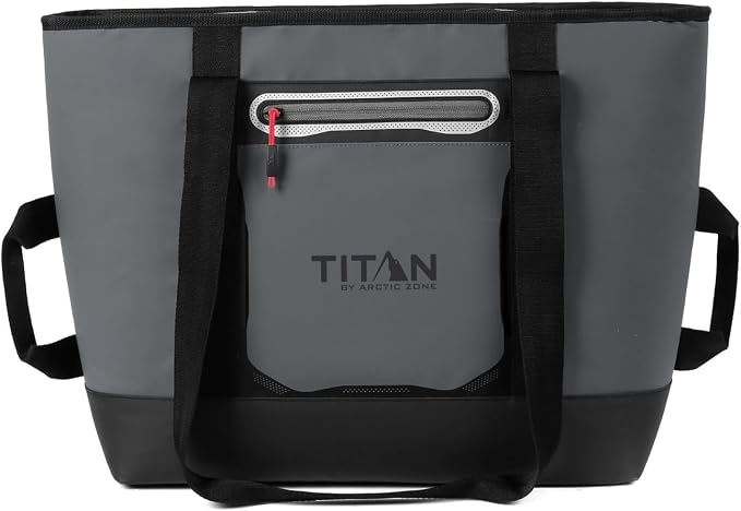 Titan by Arctic Zone Soft Sided Cooler Tote, Insulated Bag with Handle, Shoulder Strap, and Zipper for Lunch, Picnic, and Travel, 30 Can Capacity